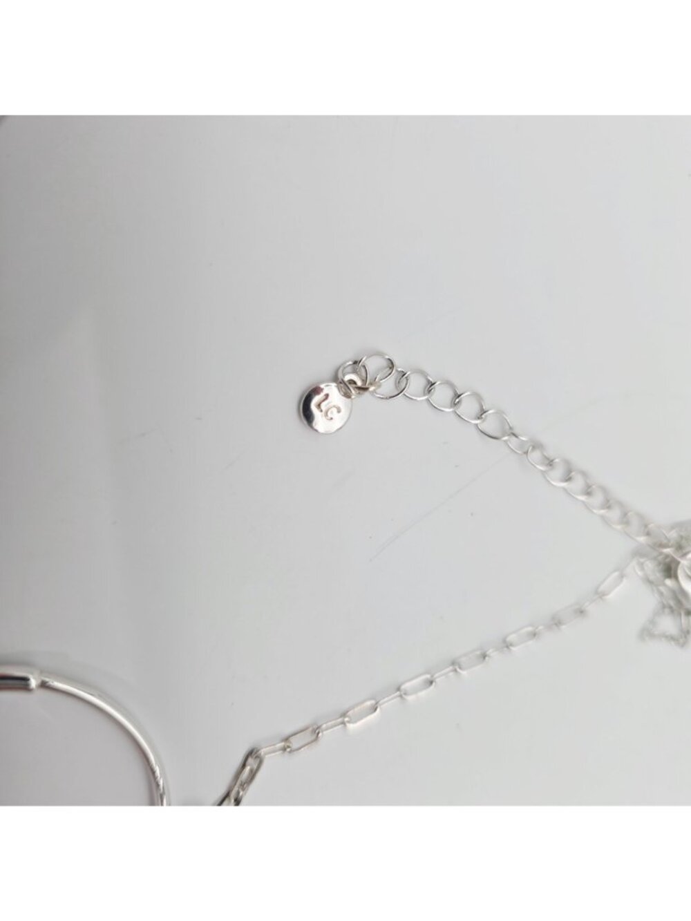 LC Minimalist Silver Circle Pendant Necklace Adjustable Chain Lobster Clasp - Picture 5 of 5
